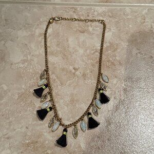 JCrew | Gold Chain Gem + Tassels Short Necklace | Size: 11" Long